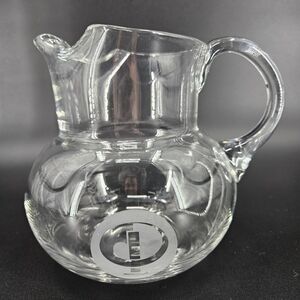 Etched Tiffany & Co. Hand Blown Shaped Glass Ruffled Water Refresher Pitcher Jug